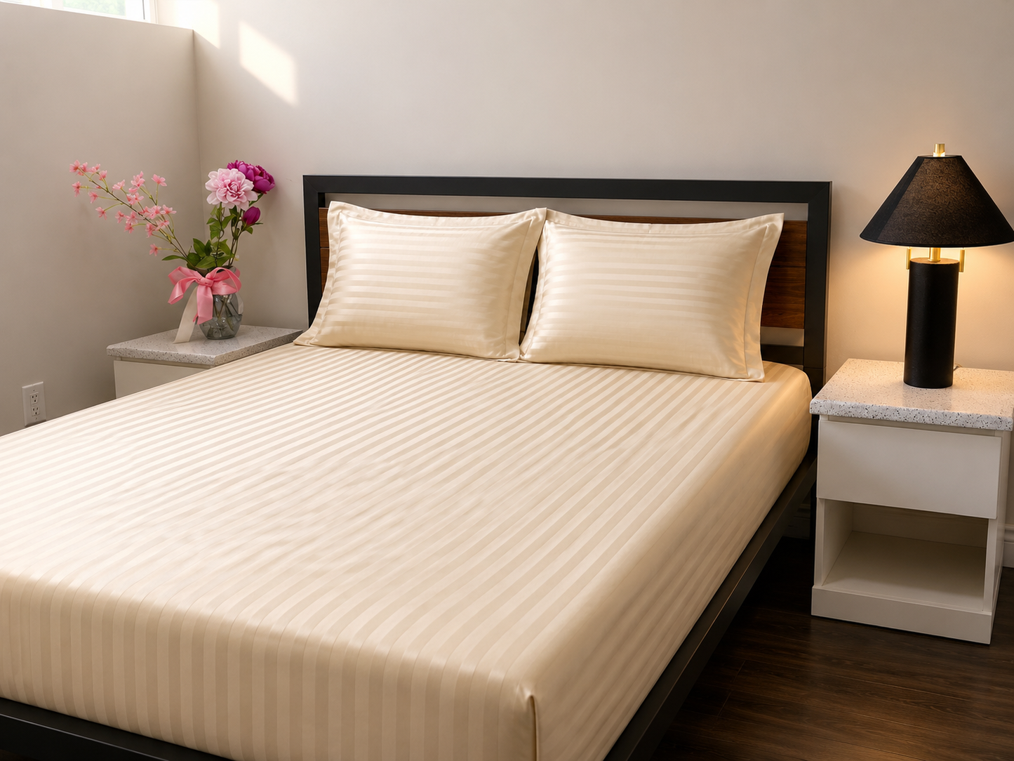 Cream Blossom - 100% Cotton Bedsheet Set