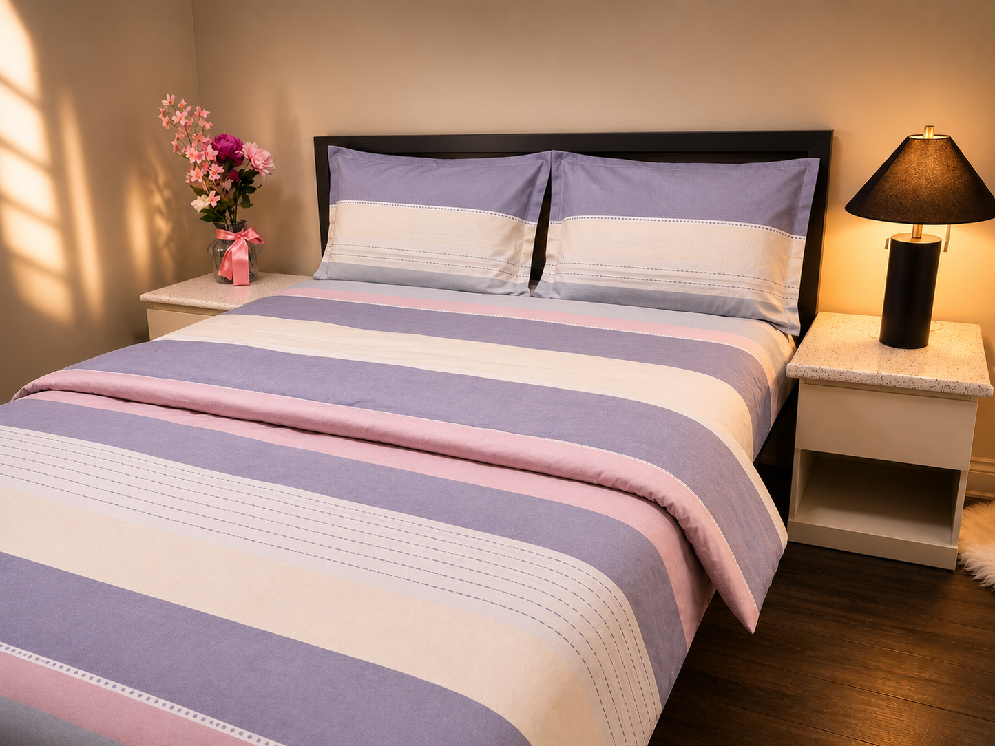 Lavender Blush - 100% Cotton Queen Bedsheet Set