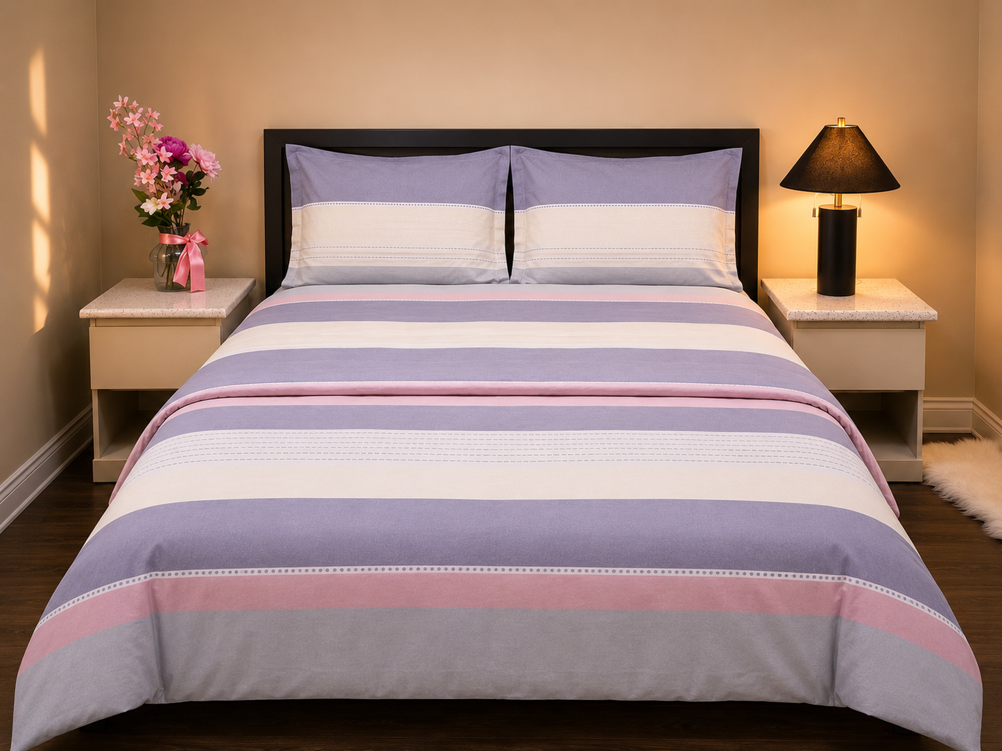 Lavender Blush - 100% Cotton Queen Bedsheet Set