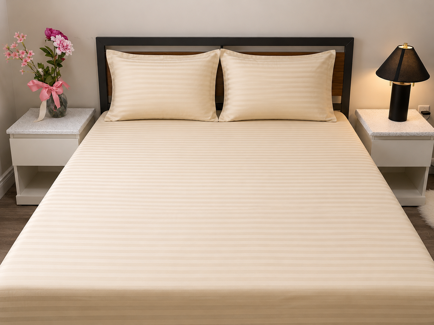 Cream Blossom - 100% Cotton Bedsheet Set